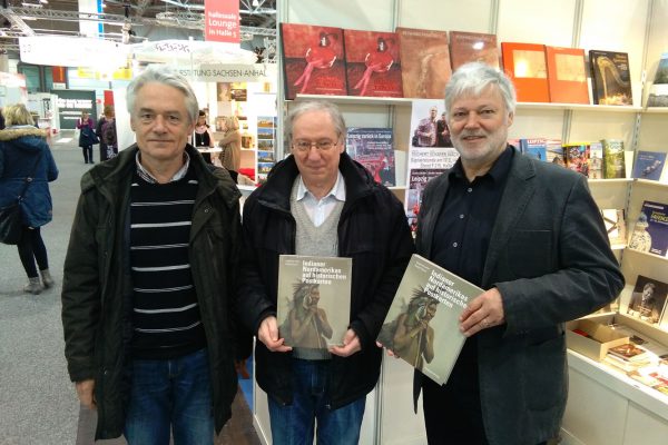 Leipziger Buchmesse 2018, Autoren Siegfried Jahn (Mitte) und Rudolf Oeser (links)