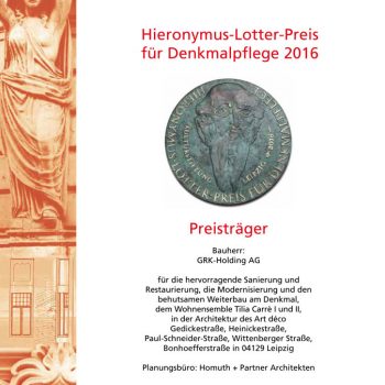 Hieronymus-Lotter-Preis, Urkunde, 2016