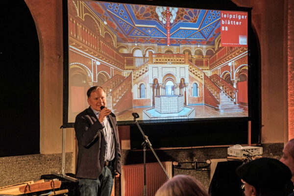 Leipziger Blätter 87 – Leipziger Stadtbad – Einleitung durch Dirk Thärichen (Förderstiftung Leipziger Stadtbad) (Foto: Silvia Hauptmann)